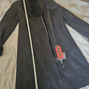 Faux leather coat with fur